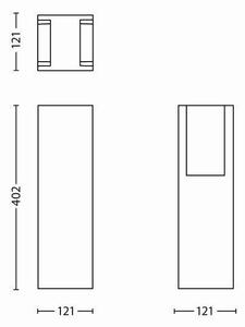 Philips 16353/93/PN Bridge venkovní sloupek 40,2cm E27 1x42W IP44 antracitový