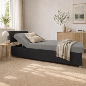 Polohovací válenda s úložným prostorem 110x200 ORNOVA - světle šedá / černá