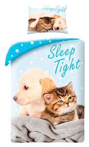 Halantex Bavlněné povlečení 140x200 + 70x90 cm - Dogs & Cats - Sleep Tight + VAK