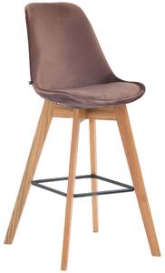 Barová židle Metz ~ samet, dřevěné nohy natura - Hnědá