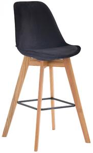 Barová židle Metz ~ samet, dřevěné nohy natura - Černá