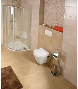 AQUALINE SB131 Samba stojan s podstavcem, WC štětkou a držákem toaletního papíru, stříbrná