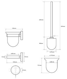 SAPHO XS301 X-Steel WC štětka nástěnná, broušený nerez