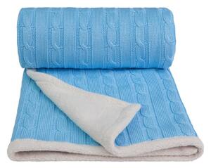 T-TOMI Pletená deka WINTER Blue 50% Bavlna, 50% Akryl/Beránek 80x100 cm