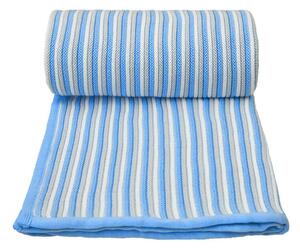 T-TOMI Pletená deka SPRING White - Blue 50% Bavlna, 50% Akryl 80x100 cm