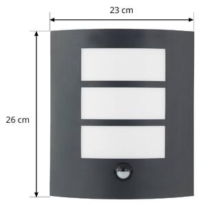 Venkovní nástěnné svítidlo Lindby Vimal, senzor, E27, 26 cm, hliník