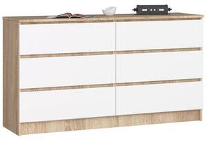 Komoda K140 6SZ sonoma/bílá