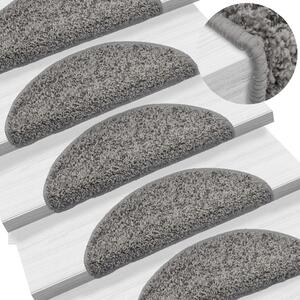 Schodové rohože 15 ks 56 x 17 x 3 cm šedé, půlkulaté 133892