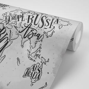 Tapeta černobílá mapa světa na vintage podkladu