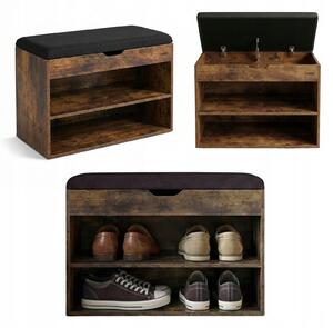 Botník BOXIMO MDF tmavě hnědý s úložným prostorem a sedákem 60x30x47 cm