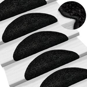 Schodové rohože 15 ks 56 x 17 x 3 cm černé, půlkulaté 133893