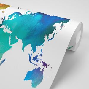 Tapeta barevná mapa světa v akvarelovém provedení