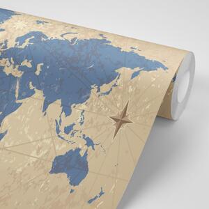 Tapeta mapa světa s kompasem v retro stylu