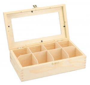 ČistéDřevo Dřevěná krabička s plexisklem - 8 přihrádek