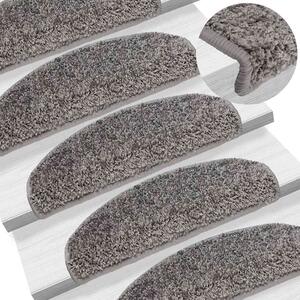 Schodové rohože 15 ks 65 x 21 x 4 cm šedé, půlkulaté, velké 133900