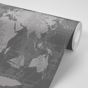Tapeta rustikální mapa světa v černobílém