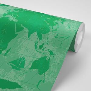 Tapeta rustikální mapa světa v zelené barvě