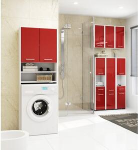 Koupelnová závěsná skříňka FIN W60 2D-červená/bílá