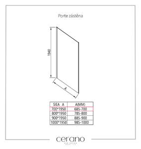 CERANO - Sprchová zástěna Porte L/P - chrom, transparentní sklo - 70x195 cm - jednodílná pevná