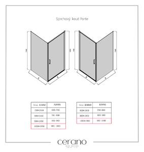 CERANO - Sprchový kout Porte L/P - černá matná, transparentní sklo - 100x100 cm - křídlový