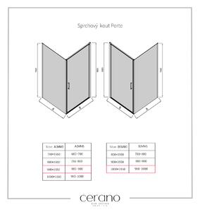 CERANO - Sprchový kout Porte L/P - chrom, transparentní sklo - 100x90 cm - křídlový