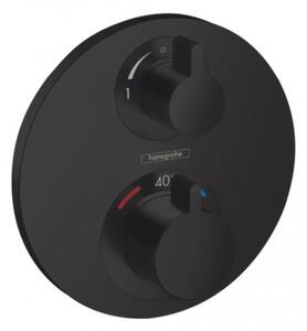 Hansgrohe Ecostat S, termostatická baterie pod omítku na 2 spotřebiče, černá matná, 15758670
