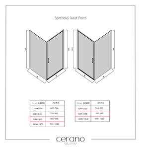 CERANO - Sprchový kout Porte L/P - černá matná, transparentní sklo - 90x90 cm - křídlový