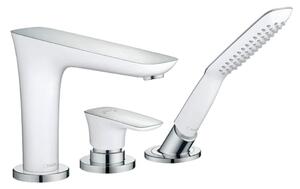 Hansgrohe PuraVida, baterie na okraj vany, 3-otvorová instalace, bílá/chromová, 15432400