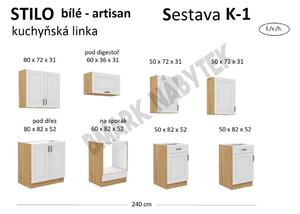 Kuchyňská linka STILO dub artisan/bílé MDF Sestava K-1, 240 cm