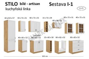 Kuchyňská linka STILO dub artisan/bílé MDF Sestava I-1, 335 cm