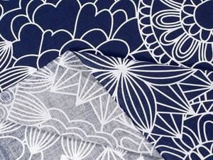 Bavlněná látka/plátno Sandra SA-273 Bílé mandaly na tmavě modrém - šířka 145 cm