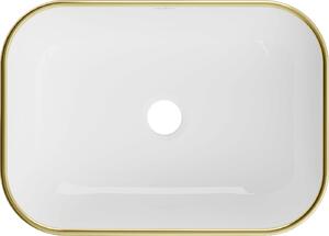 Mexen Rita, umyvadlo na desku 45x32x14 cm, bílá lesklá-zlatý vzor, 21084509