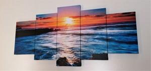 5-dílný obraz slunce nad mořem - 100x50 cm