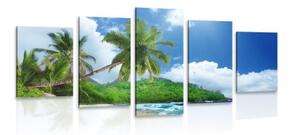 5-dílný obraz nádherná pláž na ostrově Seychely - 100x50 cm