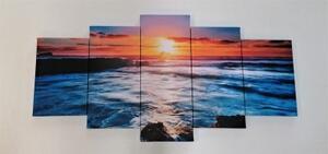 5-dílný obraz slunce nad mořem - 100x50 cm