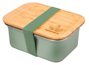 Zelený nerezový svačinový box s bambusovým víčkem - 1500ml/ 20*15*8,5cm