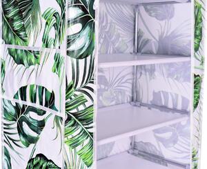 ViaDomo Via Domo - Látková šatní skříň Arno Monstera - bílá/zelená - 57x172x29 cm