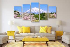 5-dílný obraz sopka Fuji - 100x50 cm