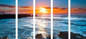 5-dílný obraz romantický západ slunce - 100x50 cm