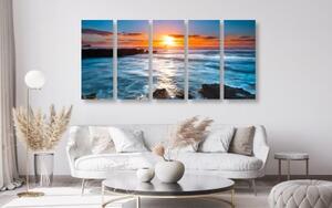 5-dílný obraz romantický západ slunce - 100x50 cm
