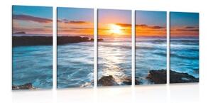 5-dílný obraz romantický západ slunce - 200x100 cm