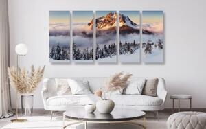 5-dílný obraz Rozsutec ve sněhové peřině - 100x50 cm