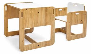 Set dětský stolek a židle Durumo (bílá + naturální)