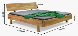 Zaoblená manželská postel z masivu dub 180 x 200 cm