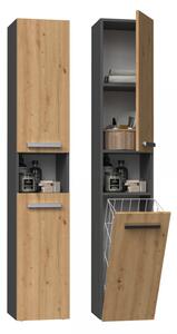Koupelnová vysoká skříňka Noemi III antracit/dub artisan - FALCO