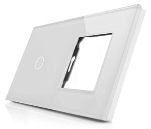Skleněný panel pro jednoduchý vypínač a 1 zásuvkový modul ROON - R-1C/SR-W