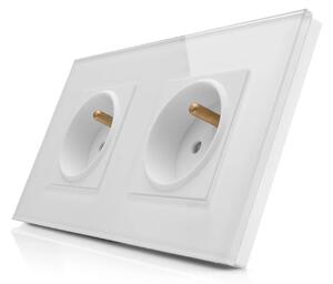 Kompletní dvojzásuvka 230V ve skleněném rámečku R-2Socket-FR-WW