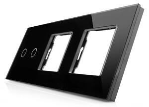 Skleněný panel pro dvojitý vypínač a 2 zásuvkové moduly ROON - R-2C/SR/SR-B
