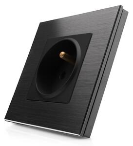 Kompletní 230V zásuvka v hliníkovém rámečku R-1Socket-FR-ALU-BB