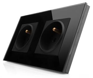 Kompletní dvojzásuvka 230V ve skleněném rámečku R-2Socket-FR-BB
